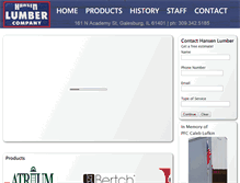 Tablet Screenshot of hansen-lumber.com